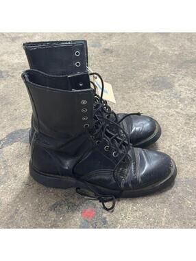 Vintage 90s Hawkins Made in England Combat Boots Black Leather